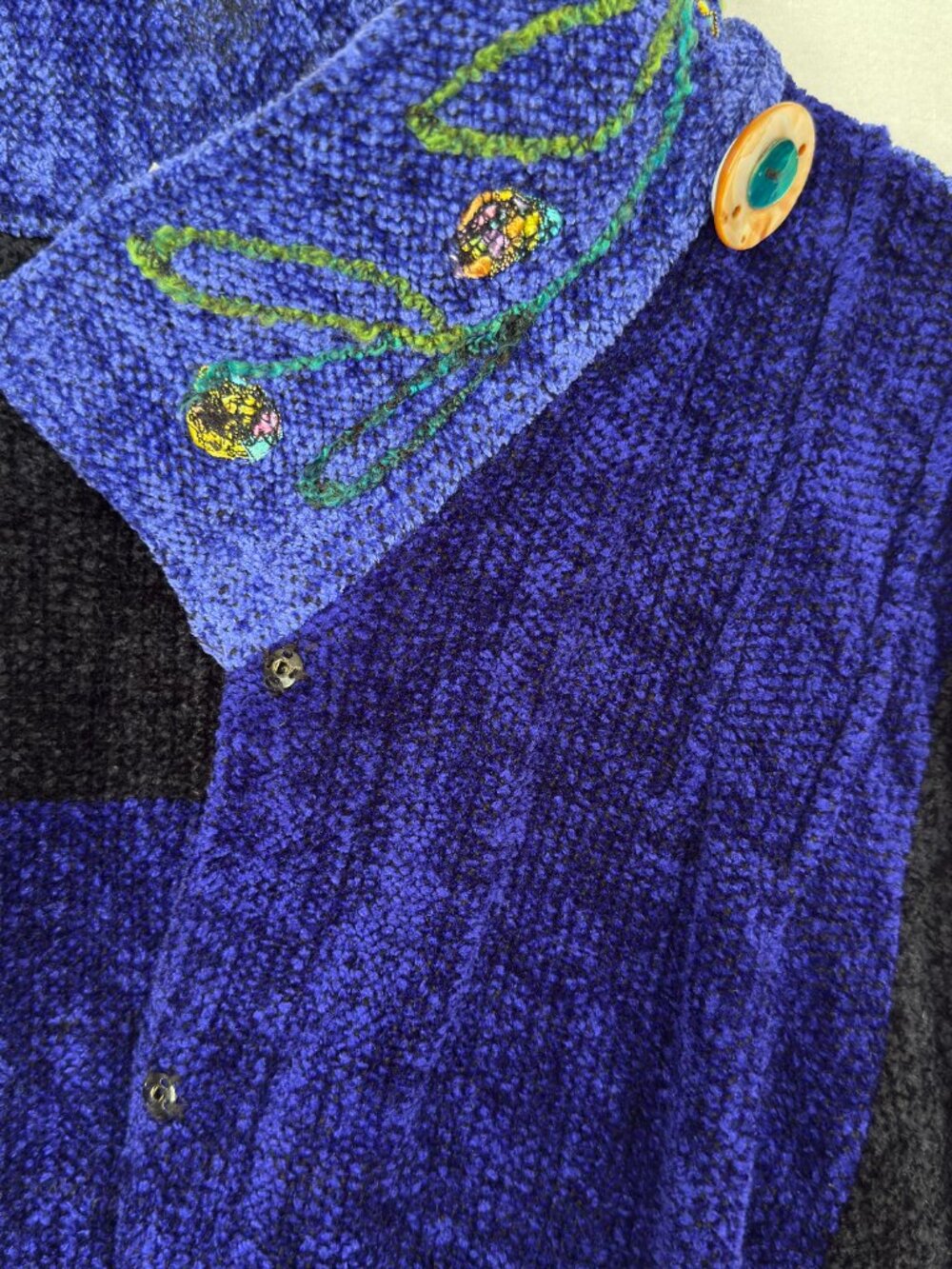 Vtg Anne & Bill Howson Art to Wear Handwoven Chenille Sweater Jacket Blazer Sz M - Picture 6 of 14